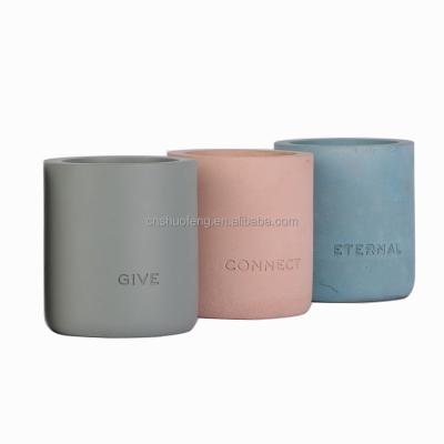 China Home Decoration Amazon Hot Sale Matte Custom Colorful Printed Cylinder Cement Candle Jar Container For Candle Decor for sale