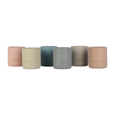 China Home Decoration Factory Wholesale Custom Color Cylinder Cement Candle Jar For Home Decoration for sale