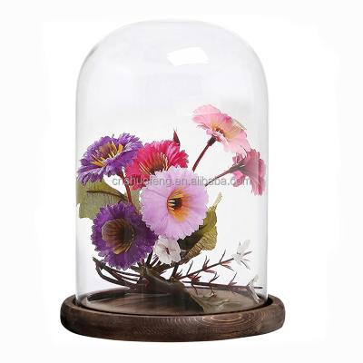 China All Over Wholesale Clear Glass Bell Jar Bell Jar Various Sizes Display Case with Wooden Base and Box for sale