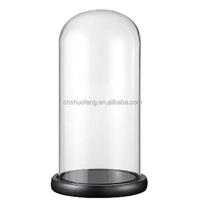 China Wedding Everywhere Decoration Wholesale Fashion Glass Dome Bell Jar With Wooden Base for sale