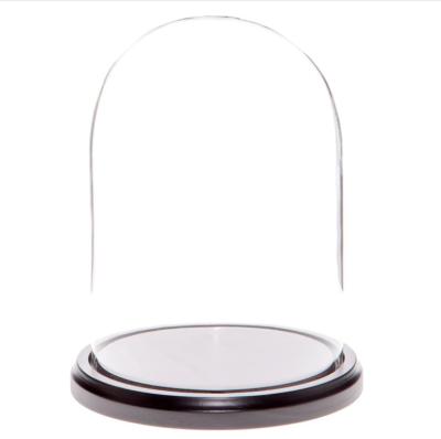 China Wholesale Custom Wholesale Clear Glass Wooden Dome Low Bell Factory Glass Bell All Over Display Bell for sale