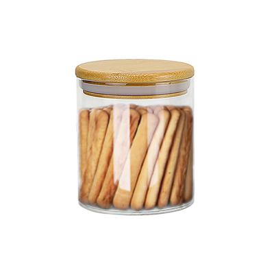 China 500Ml/1000Ml/1500Ml/2000Ml Storage Style Modern Transparent Airtight Bamboo Glass Jar For Food Packaging for sale