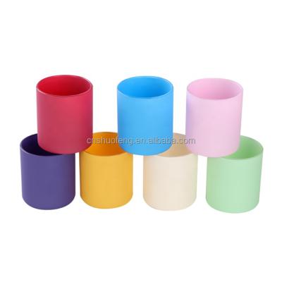 China Wholesale 250ml Home Custom Colored Empty Cylinder Decoration Glass Candle Jars Containers For Candle Decoraton for sale