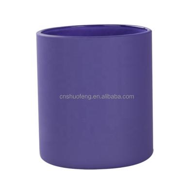 China Wholesale 250ml Decorative Home Decor Cylinder Colorful Candle Holder Glass Jar For Candle Decoration for sale