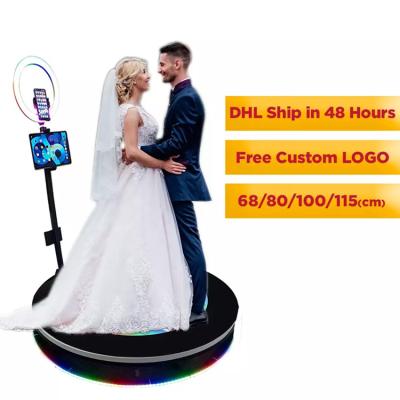 China Part DHL fast shipping within 48 hours, photobith 360 video automatically with led mirror 360 photo machine 115 cm with shell for sale