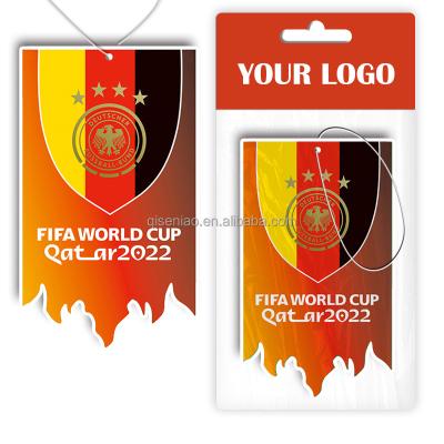 China 2022 Cotton World Cup Car Air Freshener Paper Perfume Promotional Hanging Paper Card for sale