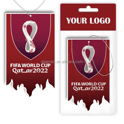 China 2022 Cotton World Cup Design Eco-friendly Car Hanging Paper Air Freshener For Promotion for sale