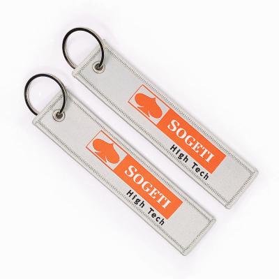 China Wholesale Fashionable Woven Keyring Luggage Key Tag Customized Embroidery Key Chains With Logo for sale