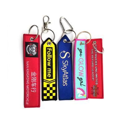 China Fashionable Wholesale Customized Key Chain Key Ring Woven Patch Woven Keychain for sale