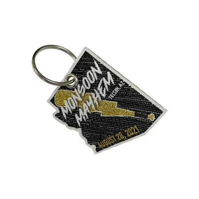 China Fashionable Wholesale Cheap Custom Woven Key Chains Promotional Gifts Cloth Key Flag Embroidery Key Chain Label Keychains for sale