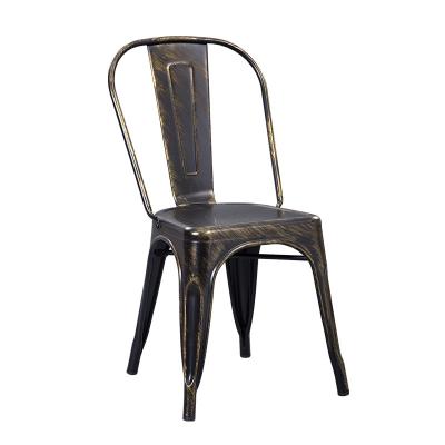 China Modular Antique Iron Restaurant Stackable Bar Dining Vintage Style Tolixs Industrial Metal Dining Chair for sale