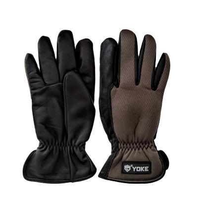 China Keep Warm Genuine Leather Driving YOKE Mens Brown Wholesale Winter Goatskin Custom Gloves for sale