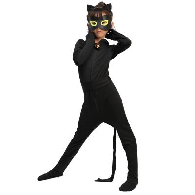 China Black Polyester Cat Cosplay Sets Halloween Party Cosplay Costume Dress For Lady Halloween Christmas Party for sale