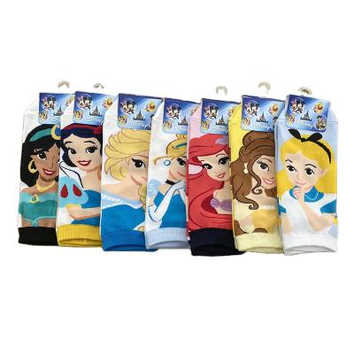 China Breathable Princess Cotton Socks Fashion Girls Cotton Socks Aisha/Bell/Snow Cinderella Home Children Socks White 3-10 Years for sale