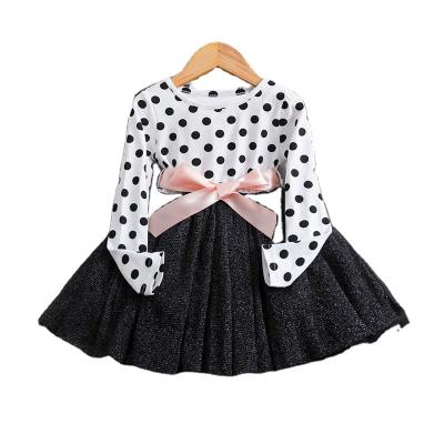 China Washable Dress 3-8Years Children's Birthday Party Casual Clothes Dot Bow Princess Dress Kids Polka Dot Dress Autumn Winter Girl Long Sleeve for sale