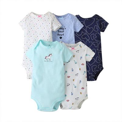 China Baby 2021 anti-shrink 5 pieces cotton romper triangle rising romper 5 shorts newborn jumpsuit five piece set baby boy clothes clothes for sale