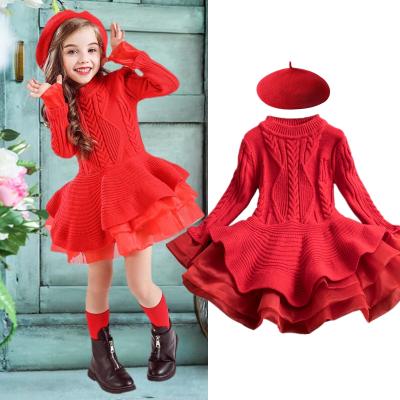 China Children's Casual Dresses Princess Party Costume New Year Kids Christmas Sweater Autumn Winter Long Sleeve Knitted Christmas Dress Girls for sale