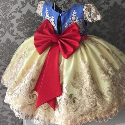 China Girl Regular Christmas Red Dress For Party Kids Wedding Bow Knot Vestido Evening Prom Dress Kids New Years Tulle Fabrics Costume for sale