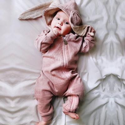 China Anti-Shrink Baby Boys&Girls Outfits Winter Autumn Newborn Infant Rompers Cartoon Bunny Long Sleeve Hoodie Cotton Zipper Costume for sale