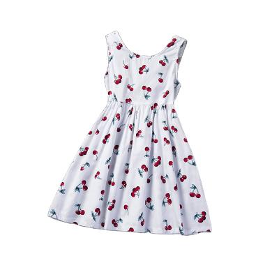 China 2021 Anti-wrinkle Toddler Baby Summer Dress Cherry Printed Tutu Girls Party Dress Sunbathing Kids Boutique Clothing 2 3 4 5 6 Years Old for sale