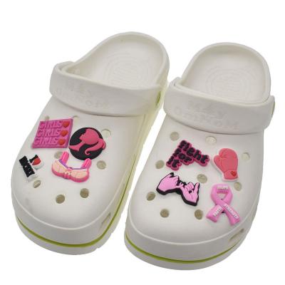 China Soft Shoe Buckle PVC Shoes Decoration Girl Pink Cartoon Pattern Hole Shoes Shoe Buckle for sale