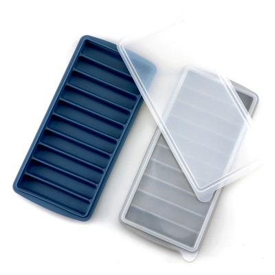 China 2019 New Design 10 Cavity Silicone Ice Cube Trays Sustainable Ice Cream Silicone Mold With Lid for sale