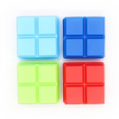 China Resin Silicone Ice Cube Tray - 4 Cavity Large Square Shape Silicone Ice Cube Mold for sale