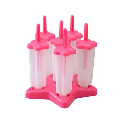 China Resin 6 in 1 Star Shape Plastic Ice Mold Popsicle Maker Set Ice Cream Maker for sale