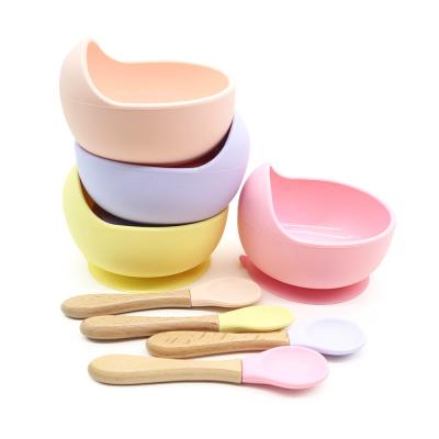 China BPA free high quality reuseable baby suction bowl, silicone baby bowl set, silicone baby bowl mat for sale