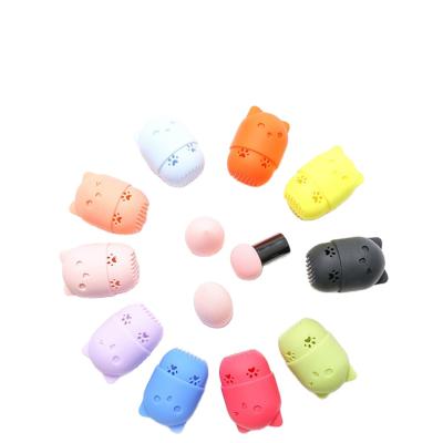 China Hot Selling Portable Cosmetic Puff Storage Box Silicone Powder Cleaning Storage Box For Makeup Sponge for sale