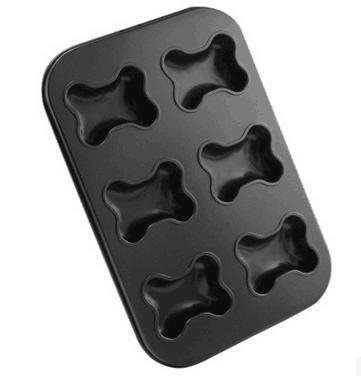 China Sustainable Carbon Steel 6 Molds Dog Bone Shaped Non-Stick Mold Cake Pan Bakeware For Biscuit for sale