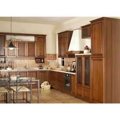 China Durable Classic Retro Solid Wood Kitchen Cabinets Solid Wood Modular Kitchen for sale