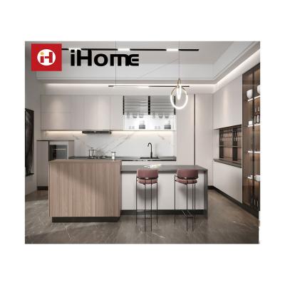 China Promotional Custom Durable Matte Kitchen Cabinet Modern Designs White Hands Freestanding Cabinets Countertop Made in China for sale