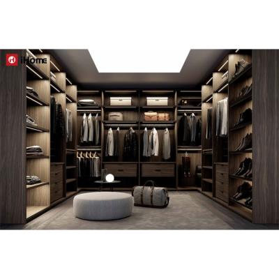 China Modern Fashionable Convertible Bedroom Wardrobes Wood Grain Dark Color Style Wardrobe For Home for sale