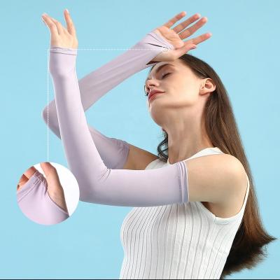 China Breathable Ice Sleeve Sunscreen Arm Sleeves Arm Guard Ice Silk Covers Oversleeve UV Protection Cycling and Driving Women for sale