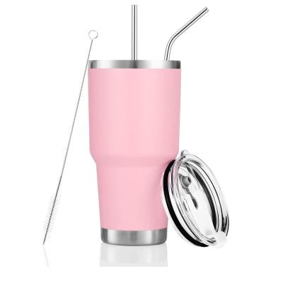 China Durable stainless steel vacuum insulated lid straw and cleaning brush for cold and hot sublimation tumbler for sale