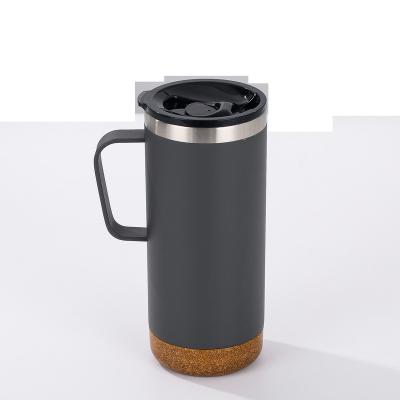 China Sustainable Hot Selling Stainless Steel Mug With Handle Vacuum Insulated Rubber Wooden Depressing Mug for sale