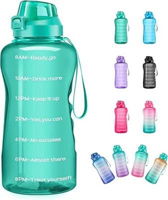 China Large Capacity BPA Free Leak Proof Fitness Sports Water Jug Gallon Water Bottle With Time Marker for sale