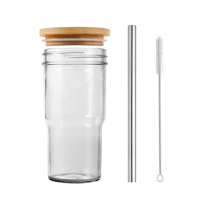 China Sustainable Glass Mugs With Lids And Straws Iced Coffee Beer Mugs for sale