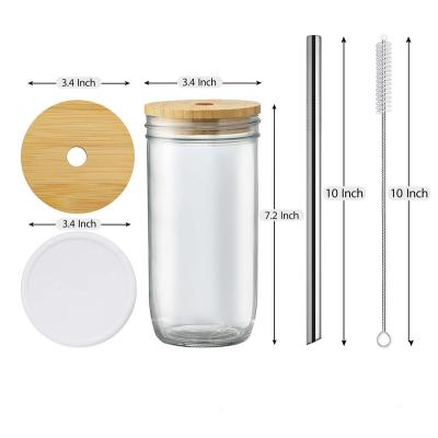 China Viable Bamboo Lids And Cute Tumbler Cup Of Straw Beer Can Shaped Drinking Iced Coffee Glass Cup for sale