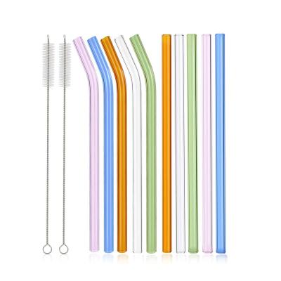 China Sustainable Glass Straws For Drinks Shakes Milk Tea Multicolor Reusable Straw for sale