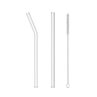 China Clear Viable Including 3 Straight and 3 Bent Perfect For Smoothies Tea Juice Clear Reusable Glass Straw for sale