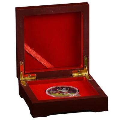 China Handmade Wholesale Custom Wooden Antique Rack Boxes Gold Coin Display Box Coin Display Gift Box for sale