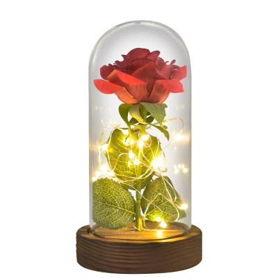 China Best Eternal Flower Welcome Artificial Flowers Glass Forever Rose Heads Preserved Roses In Glass Box Valentines Day Gifts Women for sale