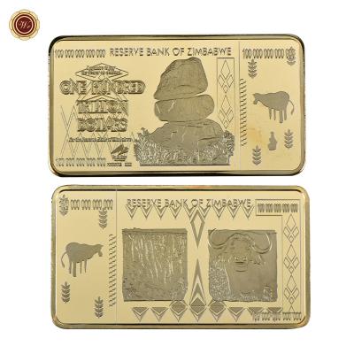 China Africa Amazon 24K Gold Foil Plated Zimbabwe Bars Hot Sale Mini Zimbabwe Gold Memorial Metal Bar For People Business Gift Golden Art for sale