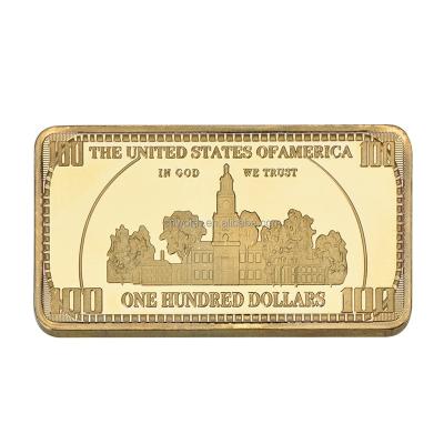 China Europe WR Gold Bar 24K USD 100 Gold Plated 999.9 Dollar Bill Coin Collection Gifts for sale