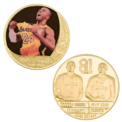 China Europe WR Coins Kobe Bryant Gold Metal Coins Basketball Player Kobe Best Gift For Collection for sale