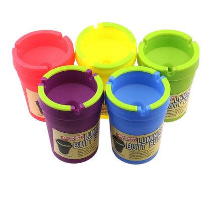 China Car Butt Bucket Going Out Custom Logo Car Butt Bucket Cup Holder Ash Trays Cheap Plastic Luminous Butt Ashtry Bucket for sale