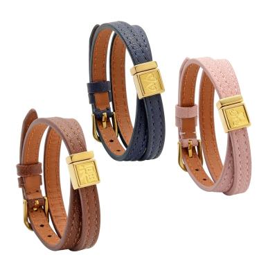 China New Fashionable Traditional 24K Gold Foil PU Leather Bracelet For Engagement for sale