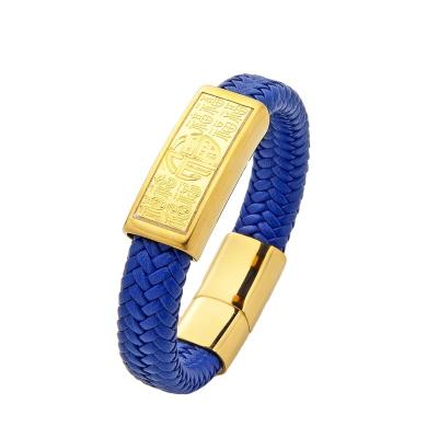 China Traditional Women Leather Bracelet 24K Gold Stainless Steel High Quality for sale